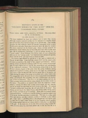 Nineteenth Review on the "Sacred Books of the East" Series.