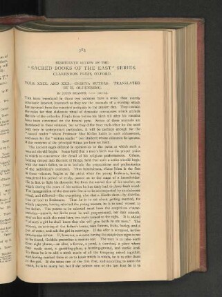 Nineteenth Review on the "Sacred Books of the East" Series.