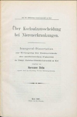 Über Kochsalzausscheidung bei Nierenerkrankungen