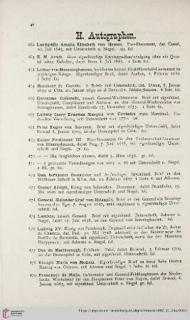 H. Autographen (Nr. 462 - 494)