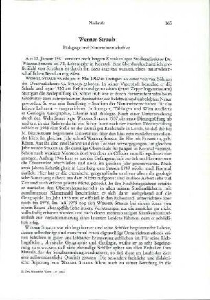 Werner Straub, Pädagoge und Naturwissenschaftler