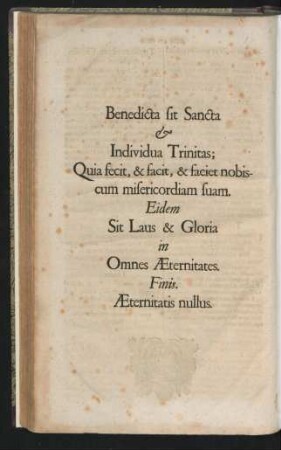 Benedicta sit Sancta & Individua Trinitas ...