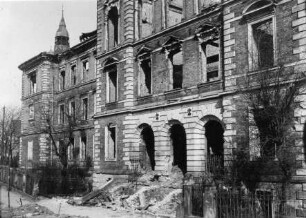 Zerstörtes König-Albert-Gymnasium in der Parthenstraße