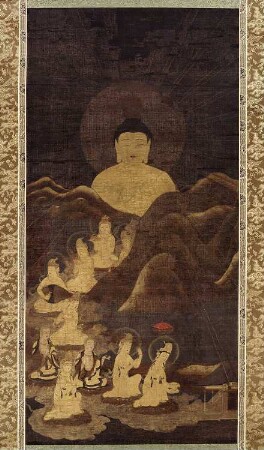 Der über die Berge kommende Amithaba (jap. Amida) mit Boddhisattvas