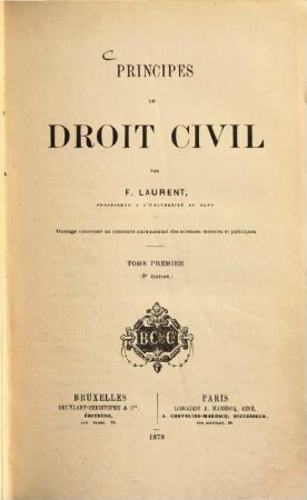 Principes de droit civil, 1