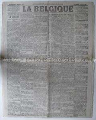Belgische Tageszeitung "La Belgique" mit Meldungen und Berichten zum Kriegsgeschehen