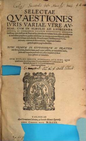 Selectae quaestiones iuris variae