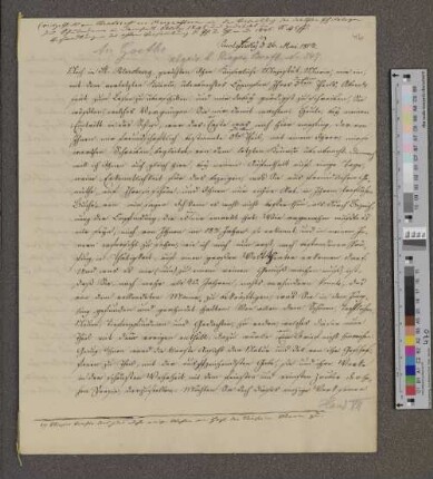 Brief an Johann Wolfgang von Goethe