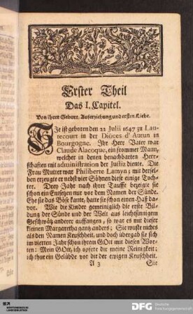 Das I. Capitel. Von ihrer Geburt, Auferziehung und ersten Liebe.