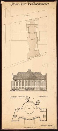 Opernhaus am Kurfürstendamm, Berlin-Charlottenburg: Lageplan, Teilgrundriss, Ansicht 1:200