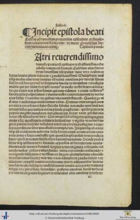 Epistola beati Eusebii ad damasium portuensem episcopum et theodosium romanorum senatorem