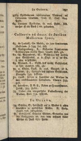 Collectio ad doctr. de Juribus Mulierum spect