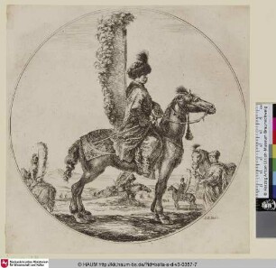 [Polnischer Husar mit Flügeltracht; Polish hussar in profile facing right with wings attached to his back ... ]