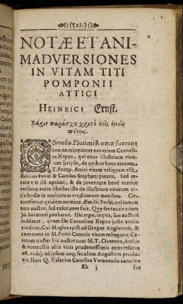 Notae Et Animadversiones In Vitam Titi Pomponii Attici