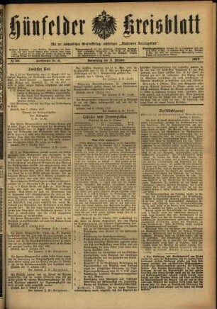 Erste Ausgabe vom Donnerstag, den 11. Oktober 1917.