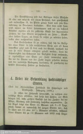 4. Ueber die Behandlung hochträchtiger Stuten