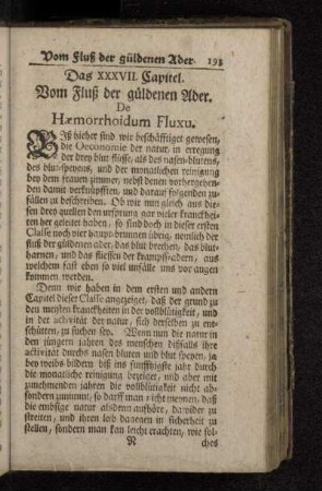 Das XXXVII. Capitel. Vom Fluß der güldenen Ader. De Hæmorrhoidum Fluxu.
