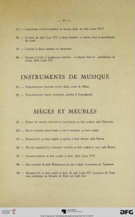 Sièges et meubles (Nr. 83-139)