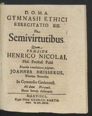 13: De Semivirtutibus