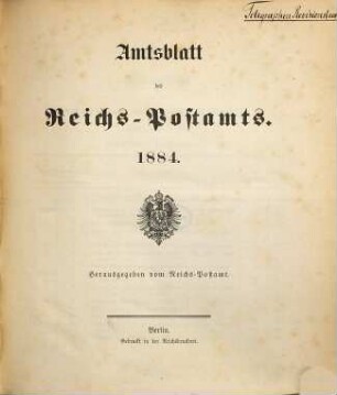 Amtsblatt des Reichs-Postamts. 1884