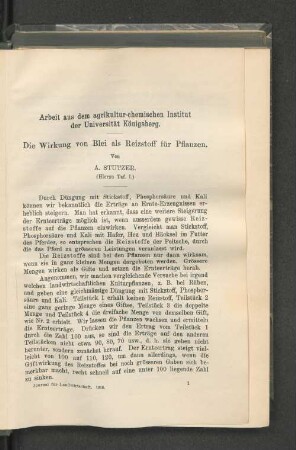 Die Wirkung von Blei als Reizstoff für Pflanzen.