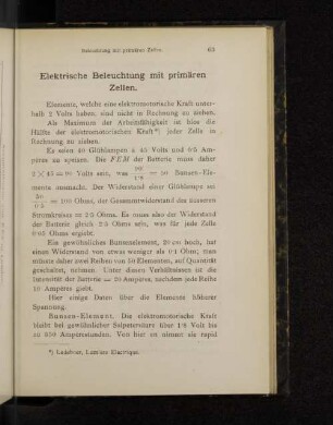 Elektrische Beleuchtung mit primären Zellen.