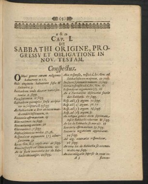 Cap. I. De Sabbathi Origine, Progressv Et Obligatione In Nov. Testam.
