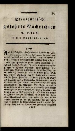 72. Stück, den 8. September, 1784.