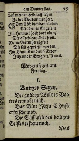 Morgensegen am Freytag.