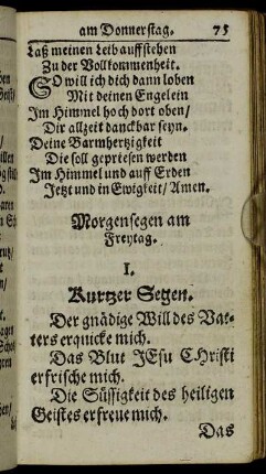 Morgensegen am Freytag.