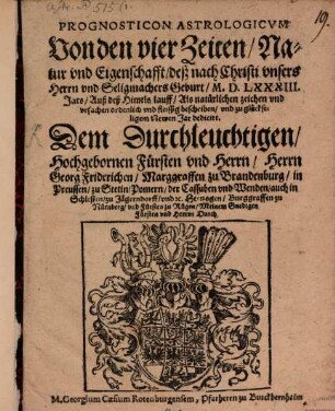 Prognosticon astrologicum ... : auf das Jahr 1583