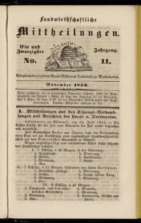 Ein und Zwanzigster Jahrgang. No. 11.