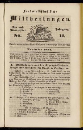 Ein und Zwanzigster Jahrgang. No. 11.