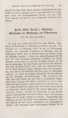 375-402 Friedr. Wilh. Joseph v. Schelling's Philosophie der Mythologie und Offenbarung