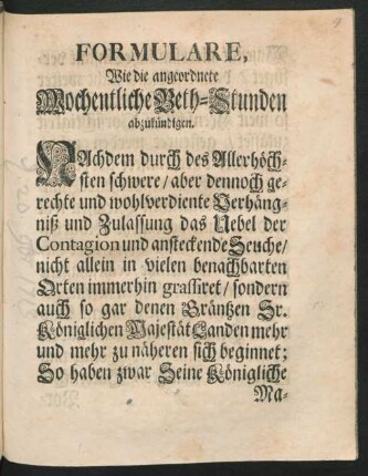 Formulare, Wie die angeordnete Wochentliche Beth-Stunden abzukündigen