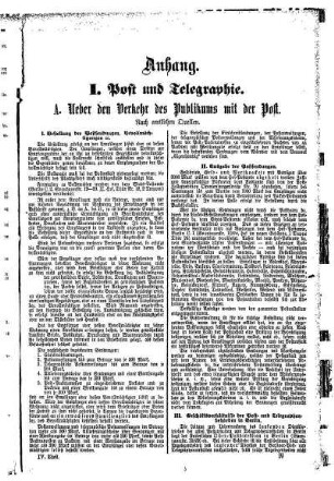 I. Post und Telegraphie