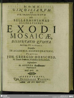 Dissertatio Quinta