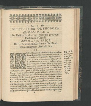 Membrum I. De Existentia duorum priorum graduum Exaltationis Christi.