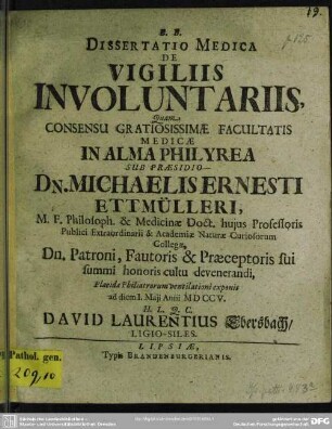 Dissertatio Medica De Vigiliis Involuntariis