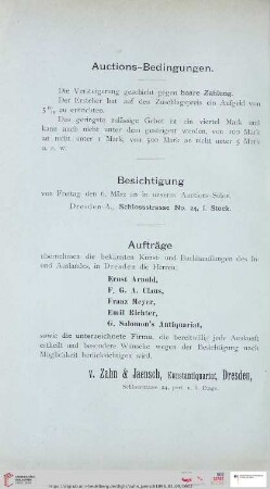Auctions-Bedingungen / Besichtigung / Aufträge