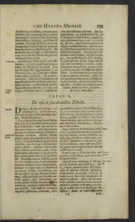 Caput X. De usu et facultatibus Zibethi.