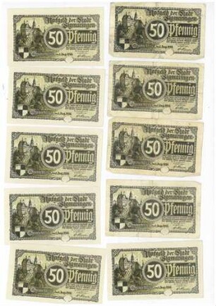 Notgeld der Stadt Sigmaringen vom 1. August 1920: 50-Pfennig-Schein