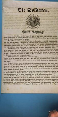 Die Soldaten. Halt! Achtung! : [Beilage zum Finessen-Sepperl]