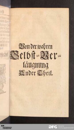 Von der wahren Selbst-Verläugnung Ander Theil.