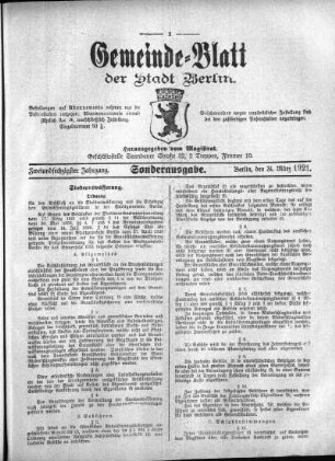 Sonderausgabe 31. März 1921