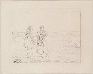 Zu Goethes "Faust": Blatt 2: Faust und Wagner beobachten den springenden Pudel