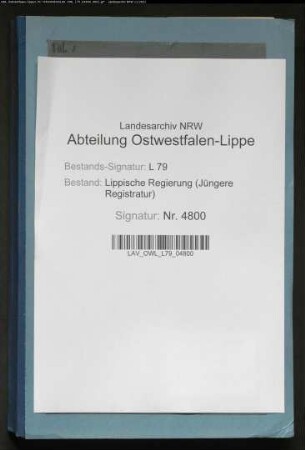 Einfuhr von Zuchtvieh (Besonderes), Band 1