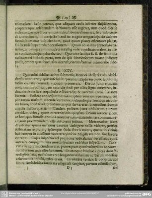 §. XXV. Faeminae huiatis in puteo inventae sectio describitur, cuius ventriculus ac pulmones nihil continebant aquae