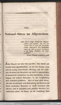 VII. National-Sitten im Allgemeinen