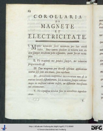 Corollaria De Magnete Et Electricitate.